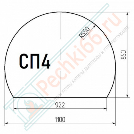 Стекло напольное под печь СП4 1100*850мм. (Россия)