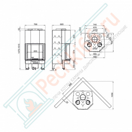Каминная топка Monoblocco 600 Prismatico (La Nordica)
