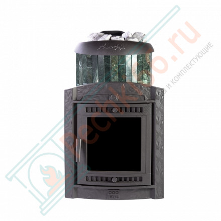 Банная печь Атмосфера L, в ламелях из натурального камня "Змеевик" наборный (ProMetall)