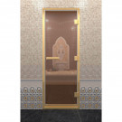 Стеклянная дверь для хамама в золотом профиле, бронза 210х90 (по коробке) (DoorWood)