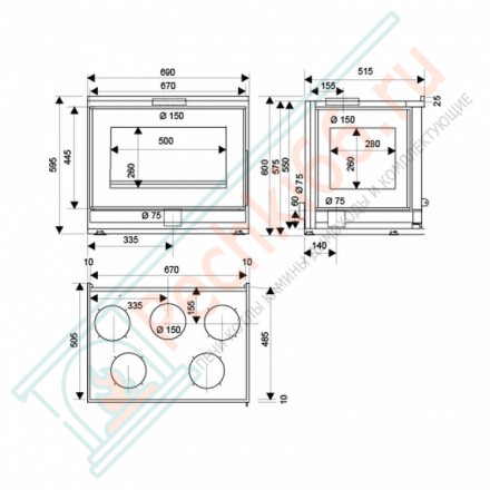 Каминная топка Neo 67 VL1 G (Supra) 8 кВт