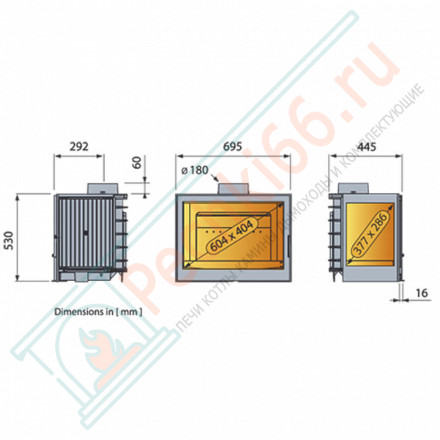 Чугунная топка LCI 007 GFL Flat top, стекло слева (Liseo Castiron) 14 кВт
