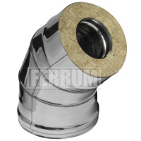 Сэндвич колено 45° (НЕРЖ-430/0,8-НЕРЖ-430/0,5) d-250/350 (Ferrum HF) Сэндвич колено 45° (НЕРЖ-430/0,8-НЕРЖ-430/0,5) d-250/350 (Ferrum HF)