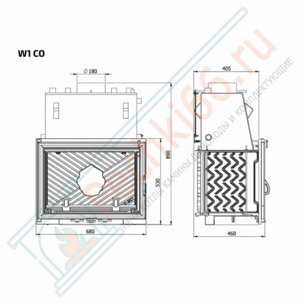 Чугунная топка W1 CO с водяным контуром (Kaw-Met)