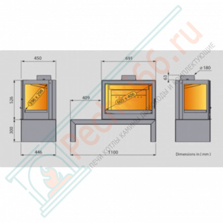 Чугунная печь-камин LCI 7 GF Table (Liseo Castiron) до 280 м3