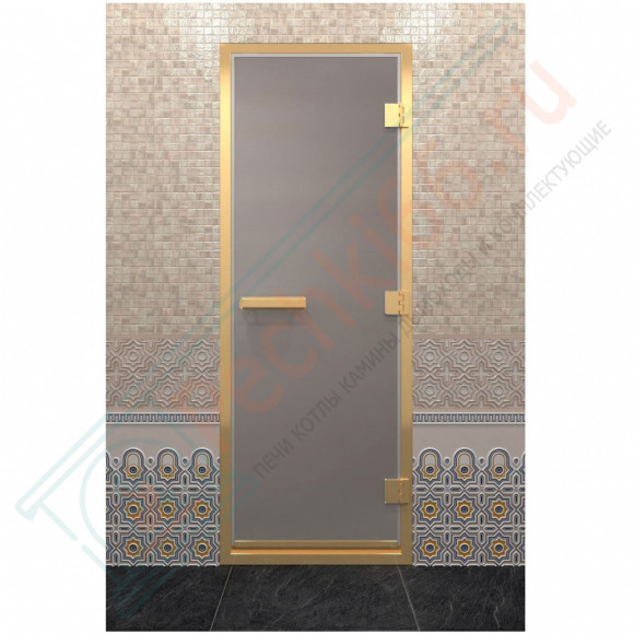 Стеклянная дверь для хамама в золотом профиле, сатин 200х70 (по коробке) (DoorWood) в Магнитогорске