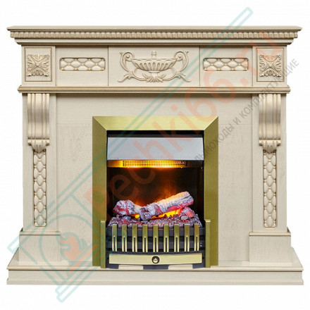 Каминокомплект Corsica - Слоновая кость с патиной (Ширина 1100) с электрическим очагом Danville Antique Brass FB2