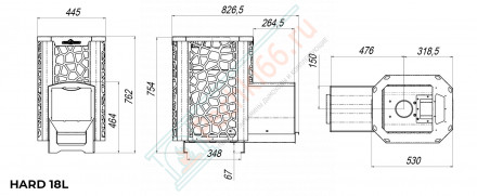 Печь банная PROHARD 20L Саванна, панорама (Сталь-Мастер)
