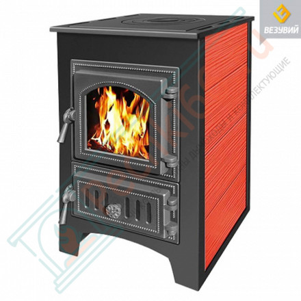 Печь-камин ПК-01-270, с плитой, красный (Везувий) до 150 м3