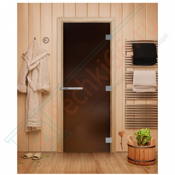 Дверь для бани и сауны Эталон, матовая бронза 10мм, 190х70 см (по коробке) (DoorWood) в Магнитогорске