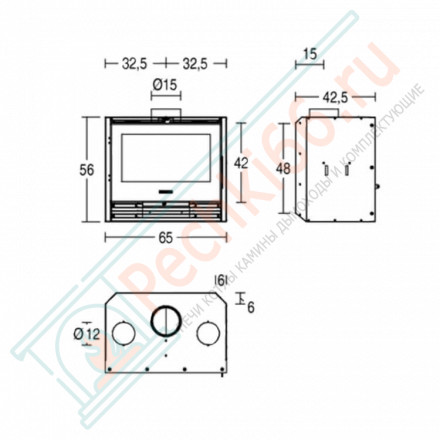 Стальная топка IL 65/56 V (Piazzetta) 7,2 кВт