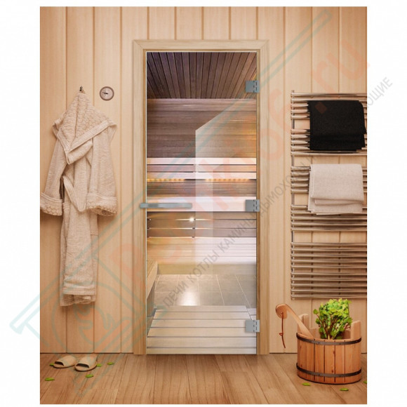 Дверь для бани и сауны Эталон, прозрачная 10мм, 200х80 см (по коробке) (DoorWood) в Магнитогорске
