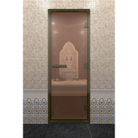 Стеклянная дверь DoorWood «Хамам бронза» в бронзовом профиле 2100х800 (по коробке)