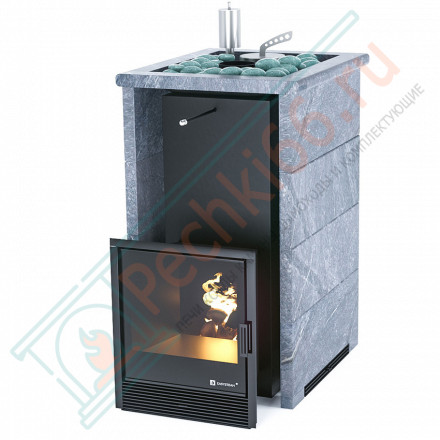 Печь для бани Сочи в трёхстороннем кожухе с открытым верхом из талькохлорита (ИзиСтим)