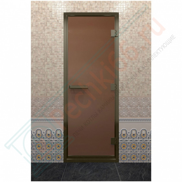 Дверь для хамама в бронзовом профиле, бронза матовая 200x70 (DoorWood) в Магнитогорске