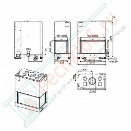 Каминная топка Forma 95 SX, Правое (MCZ)