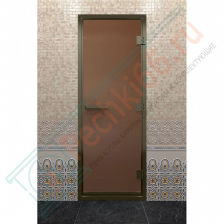 Дверь для хамама в бронзовом профиле, бронза матовая 180x70 (DoorWood)