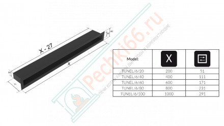Каминная решётка черная Tunel/6/40/С (Kratki)