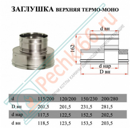 Переход термо-моно (НЕРЖ-321/0,5-НЕРЖ-439/0,5) d-250/330 (Дымок-Lux)