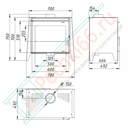 Печь-камин Бавария 12 (ЭкоКамин) до 250 м3