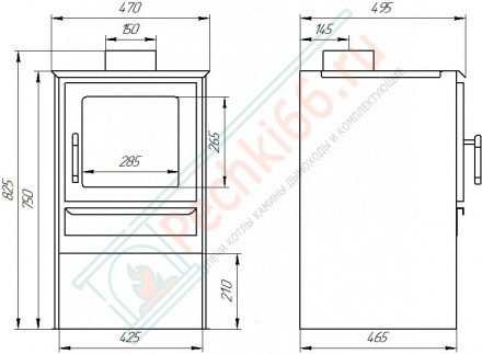 Печь-камин Гармония 105 (Плитка) (Варвара) до 100 м3