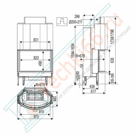 Каминная топка Diademe 511 B N (Supra) 11 кВт