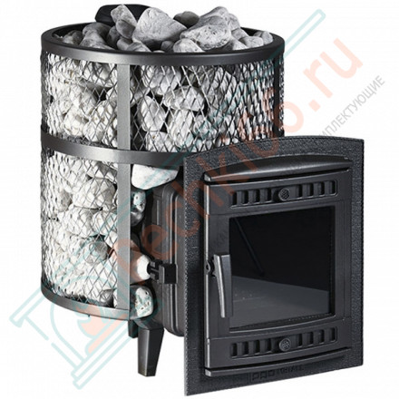 Печь для бани Атмосфера М+, усиленная каменка, сетка нержавейка (ProMetall)