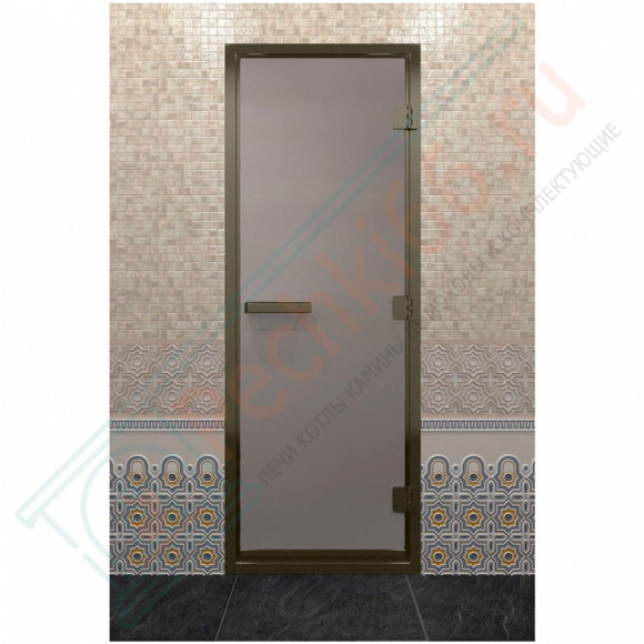 Дверь для хамама в бронзовом профиле, сатин 190x80 (DoorWood) в Магнитогорске