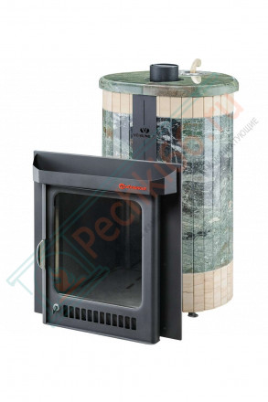 Дровяная банная печь Ферингер ОПТИМА "Жадеит перенесённый рисунок + Окаменевшее дерево" до 28 м³