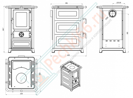 Отопительная печь Olimp Stone, варочная плита, талькохлорит (MBS)
