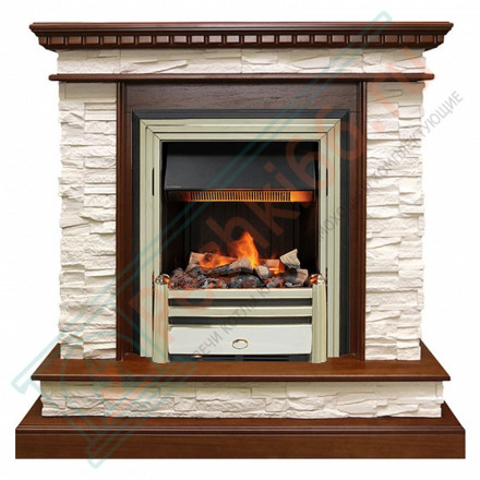 Электрический каминокомплект Calgary - Дуб / Сланец белый с очагом Cavendish (Dimplex)