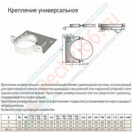 Крепление универсальное КУ d-300-310 (ТиС)