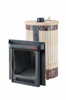 Дровяная банная печь ОПТИМА "Окаменевшее дерево перенесённый рисунок + Россо Леванте" (Ферингер)