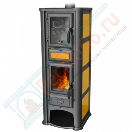 Печь-камин Lederata Plus оранжевая (Tim Sistem) до 180 м3