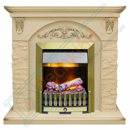 Каминокомплект Bern Сланец крупный бежевый / Алебастр темная патина с очагом Danville Antique Brass FB2