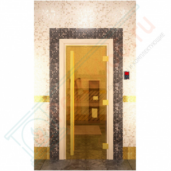 Дверь для бани и сауны Престиж золото, 2000х800 по коробке (DoorWood) в Магнитогорске
