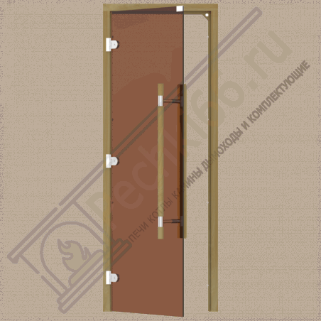 Дверь стеклянная для бани и сауны, бронза, коробка кедр, ручка с металлической вставкой 1900х700 (Sawo) 741-3SGD в Магнитогорске