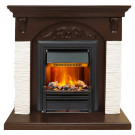Каминокомплект Bern Сланец мелкий белый / Темный дуб с очагом Brookline Black Каминокомплект Bern Сланец мелкий белый / Темный дуб с очагом Brookline Black