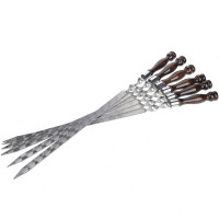 Набор широких шампуров для люля кебаб L=45 см, с деревянной ручкой, 6 шт