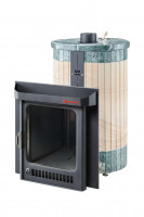 Дровяная банная печь Малютка ПФ "Окаменевшее дерево перенесённый рисунок + змеевик" (Ферингер)