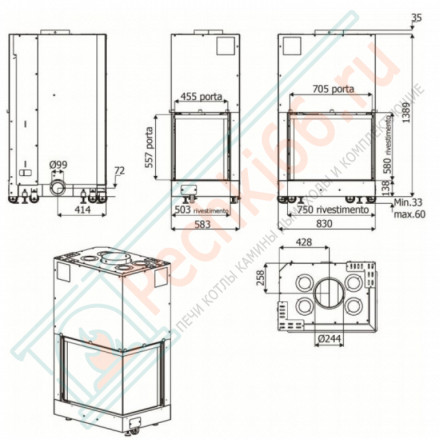 Каминная топка Forma 75 DX, Левое (MCZ)