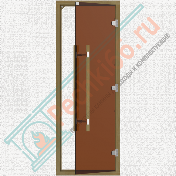 Дверь стеклянная для бани и сауны, бронза с порогом, коробка кедр, ручка с металлической вставкой 1900х700 (Sawo) 741-4SGD в Магнитогорске