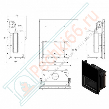 Стальная топка Oliwia/PW/22/G/W гильотина (Kratki)