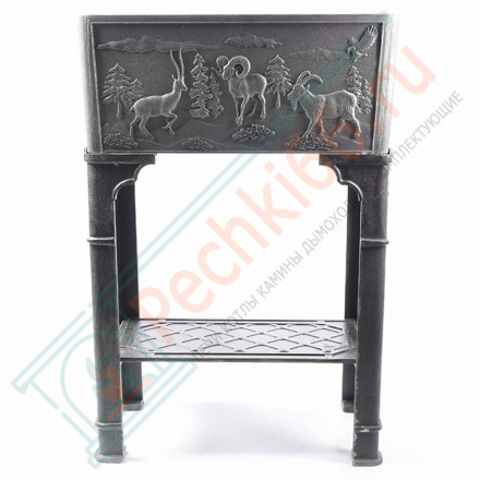 Чугунный мангал литой Красная книга-3, с полкой (Литтех)