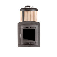 Печь для бани Атмосфера XL+, усиленная каменка, ламели "Окаменевшее дерево" (ProMetall)