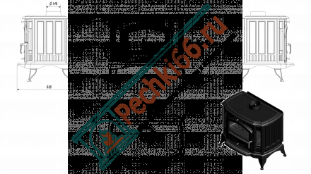 Чугунная печь-камин KOZA K9 турбина (Kratki)