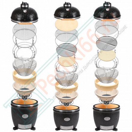 Гриль из керамики с ножками и столиками Le Chef Red (Monolith)