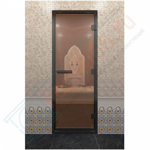 Дверь для хамама в черном профиле, бронза 2000x700 мм (DoorWood) в Магнитогорске