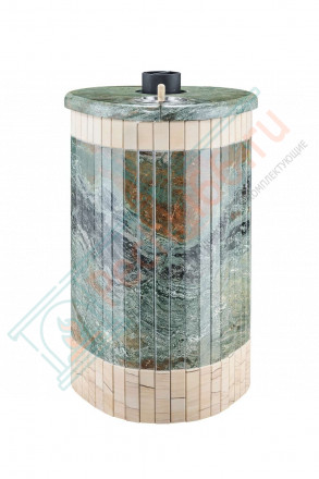 Дровяная банная печь Макси ПФ "Жадеит перенесённый рисунок + Окаменевшее дерево" (Ферингер)