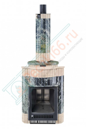 Дровяная банная печь Макси ПФ "Жадеит перенесённый рисунок + Окаменевшее дерево" (Ферингер)